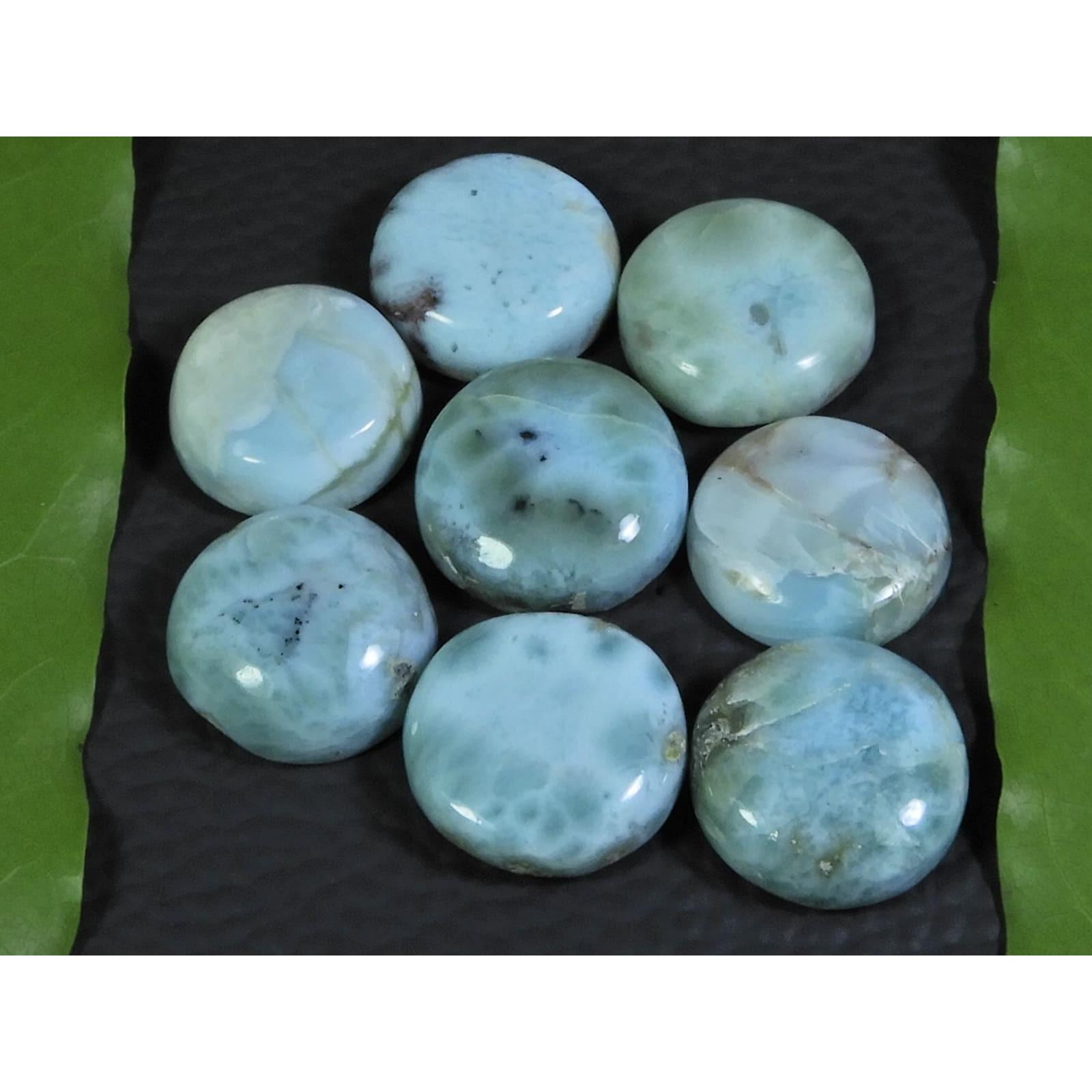 

15 ММ Натуральный Ларимар Пектолит Круглый Кабошон Свободный Драгоценный Камень Лот из 8 Шт. 87 Карат. А-415