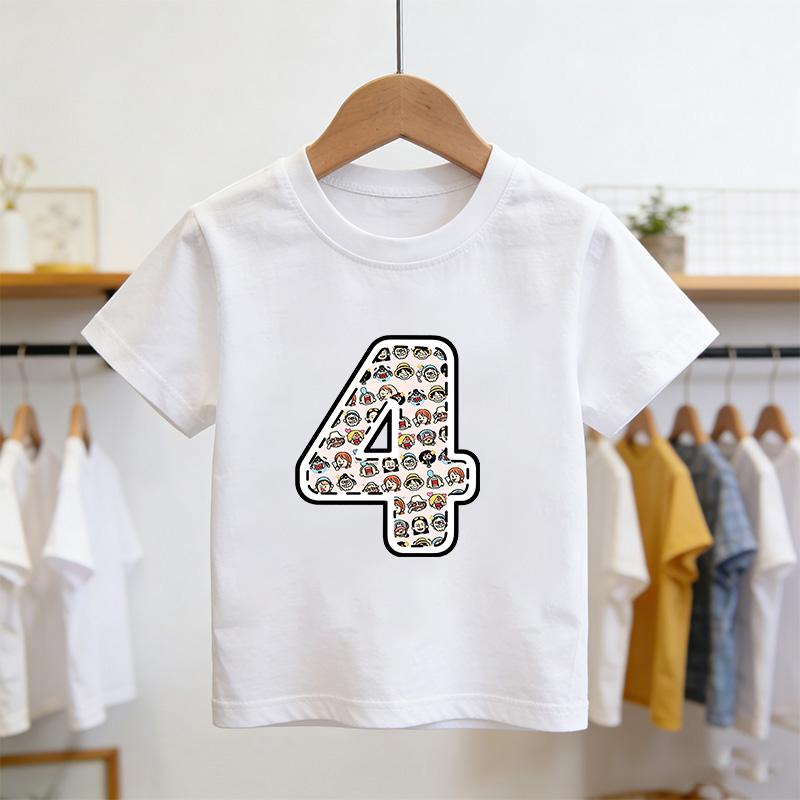 One Piece Summer Digital 19 Printed Childrens Short Sleeve Cute Casual TShirt Suitable for Boys and Girls Great for Gifting