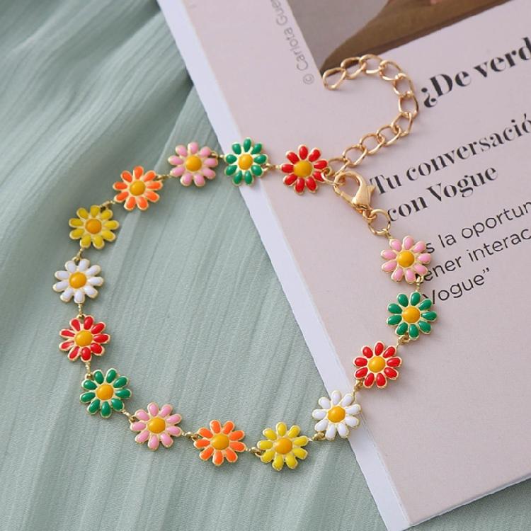 Painted Flower Bracelet Earring Hawaii Beach Necklace Jewelry Suitable for Girls