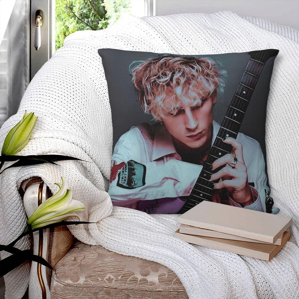 MGK Machine Gun Kelly Rapper Pillow Cover Novelty Pillow Case For Sofa Home Decorative Cushion Cover Square Pillowcases Gift