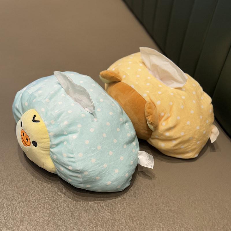 Rilakkuma Cartoon Plush Tissue Box Cute Polka Dot Soft Napkin Storage Holder For Living Room Bedroom Home Tabletop Family Use