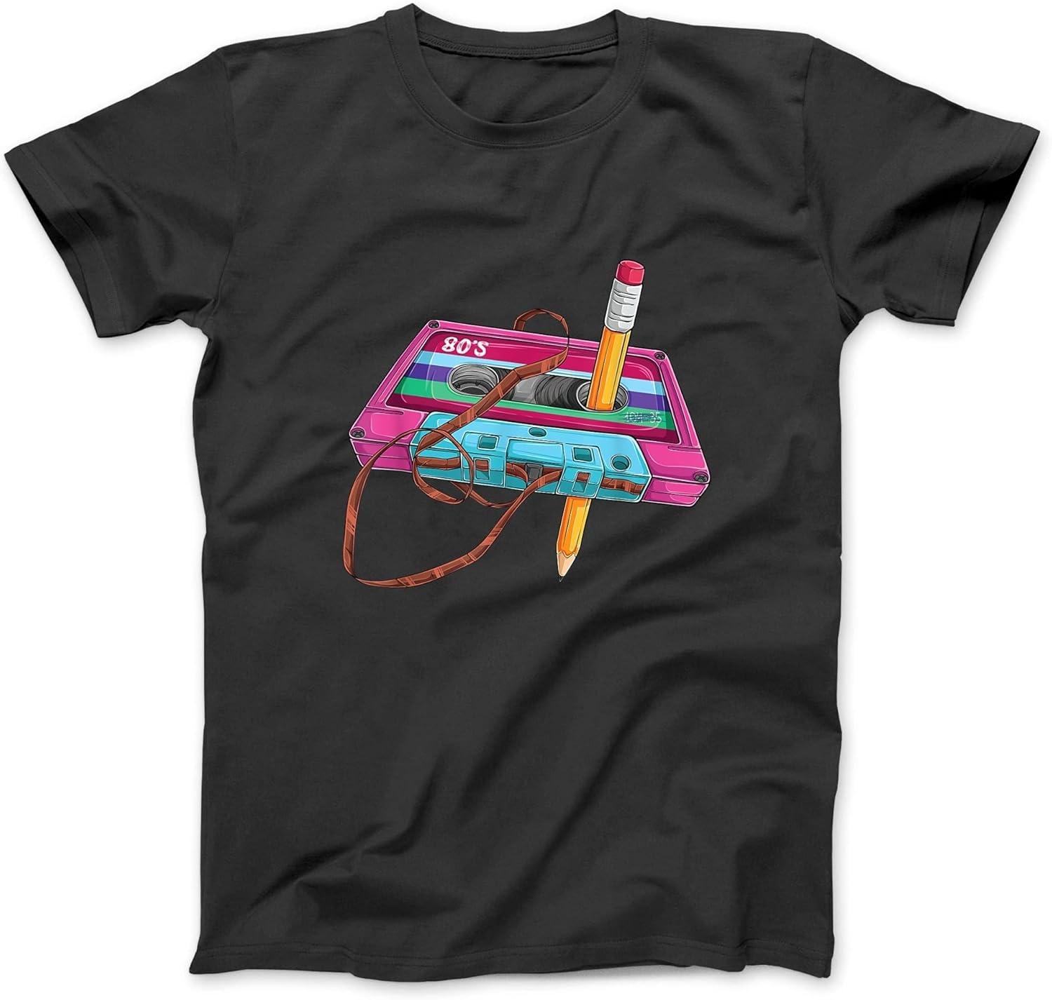 Vintage Cassette Tape Pencil 70 s 80 s 90 s Music Mixtape T-Shirt Sweatshirt Hoodie Tanktop for Men Women Kids Black XXXXXL чёрный