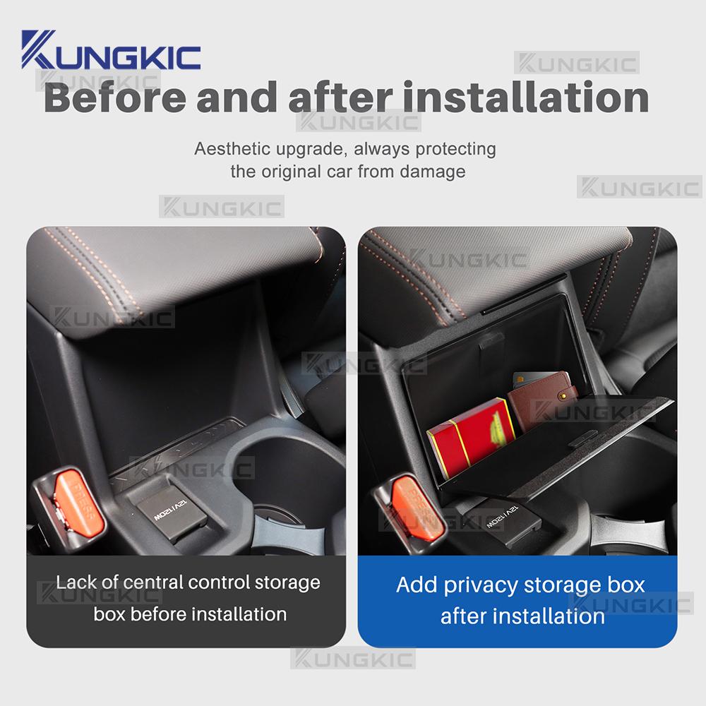 KUNGKIC For Subaru Forester 2025 2026 LHD RHD Car Armrest Storage Organizer Center Console Magnet Cover Armrest Tray Box