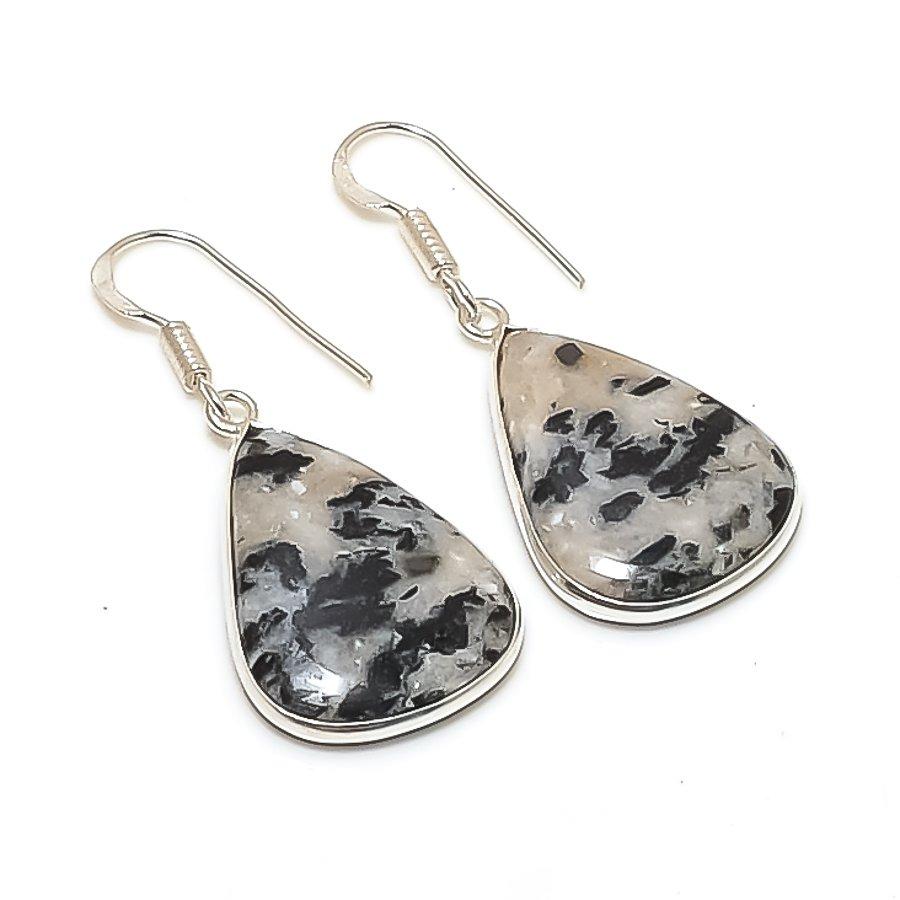 Натуральный камень амфибол драгоценный камень ювелирное изделие из стерлингового серебра 925 пробы серьга 1,65  AE-12108