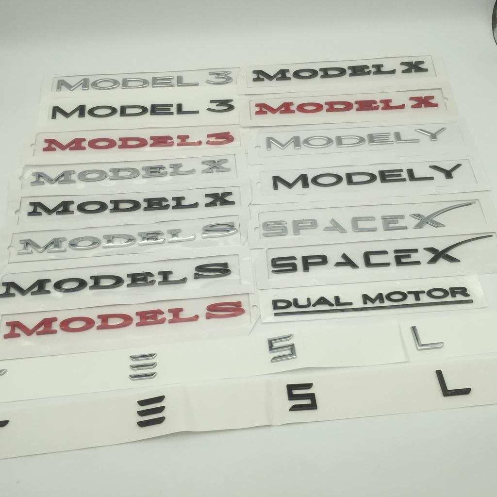 JLIZ2 1pcs 3D ABS for Tesla car Letter Front Hood Head Bonnet Emblem Rear Tail Trunk Sticker Badge Decal styling Accessories