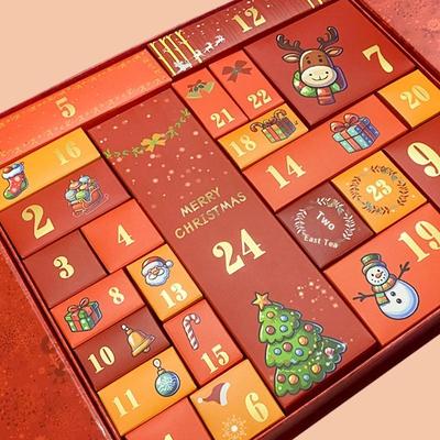 Noel Geri Sayım Doldurulacak Boş Hediye Kutusu 24 Gün Noel Baba Baskılı Koleksiyon Kutusu Noel Advent Takvimi Kutuları