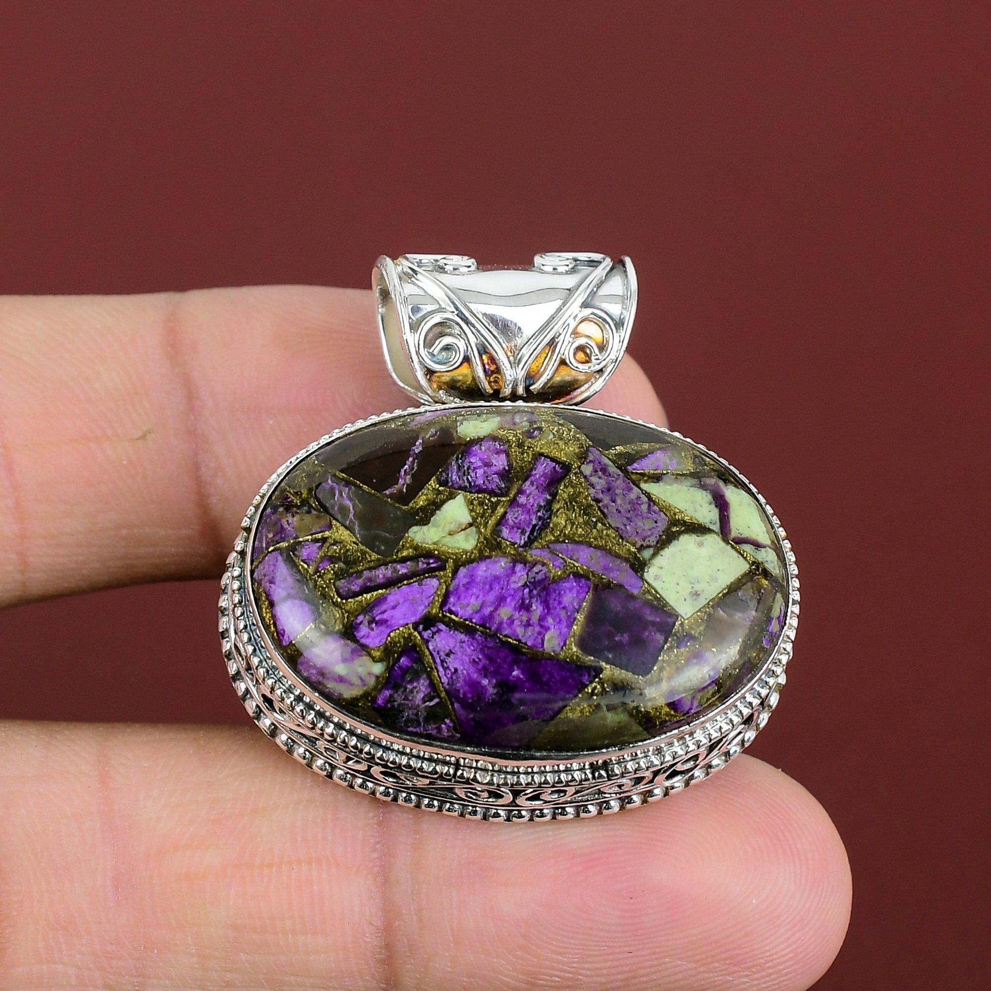 Copper Purpurite Pendant Vintage Gemstone Pendant 925 Sterling Silver Pendant Purpurite Jewelry Handmade Birthstone Pendant Gifts For Mother