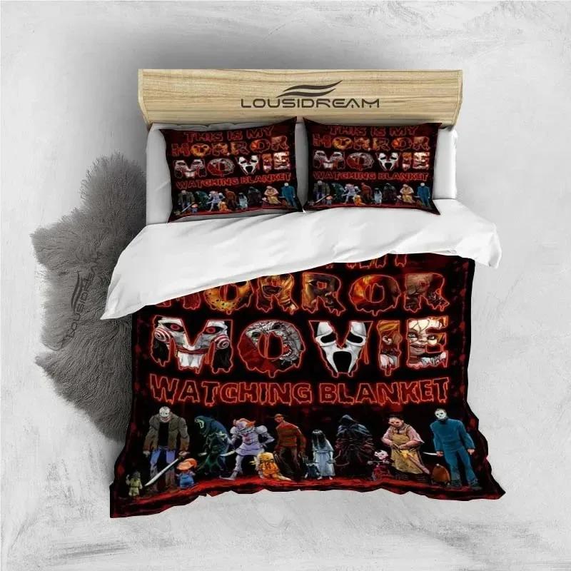 3D Print Horror Moive Halloween Bedding Set Double Twin King Duvet Cover Comforter Pillowcase Boys Girls Adults Bedroom