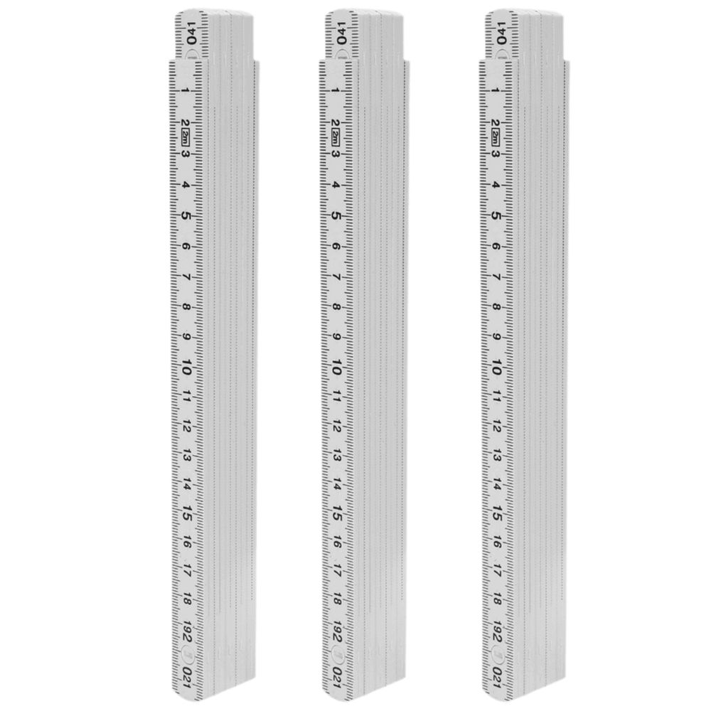 3PCS White Measuring Stick ABS Foldable Ruler Durable Meter Stick