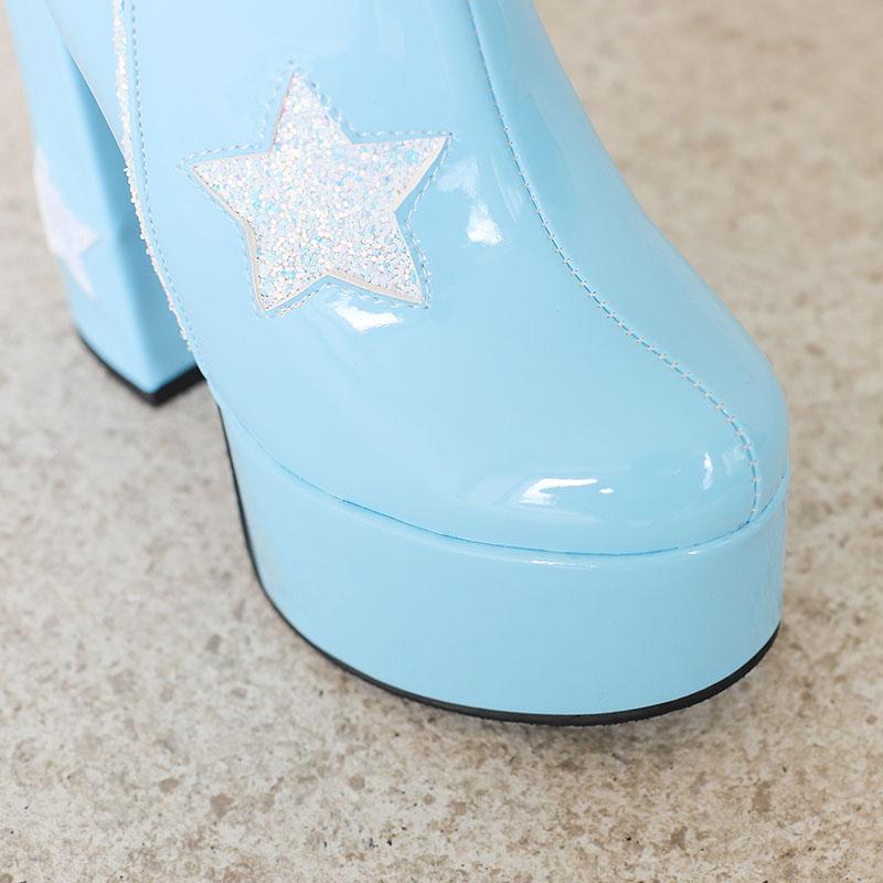 Women's High-heeled Short Boots Fashion European and American Style Autumn and Winter New Waterproof Table Thick-heeled Large-size Short Boots