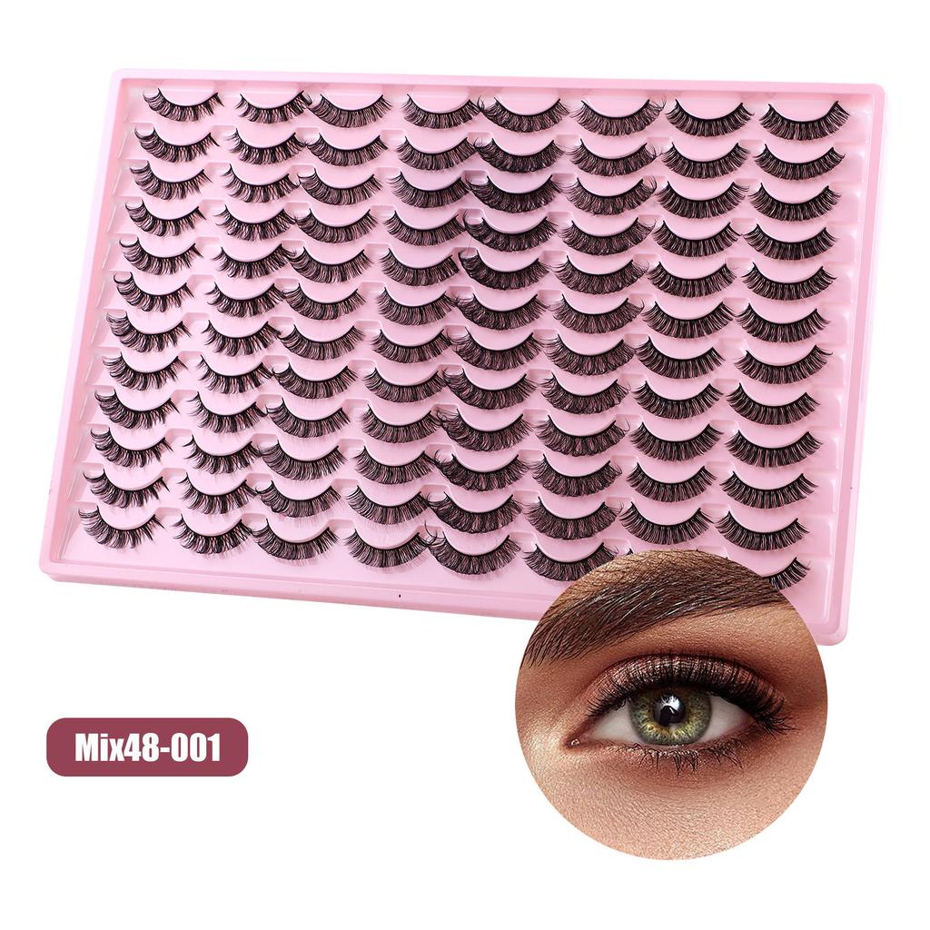 48 Pairs Of Large-Capacity False Eyelashes Dd Curled Chemical Fiber Thick Three-Dimensional False Eyelashes