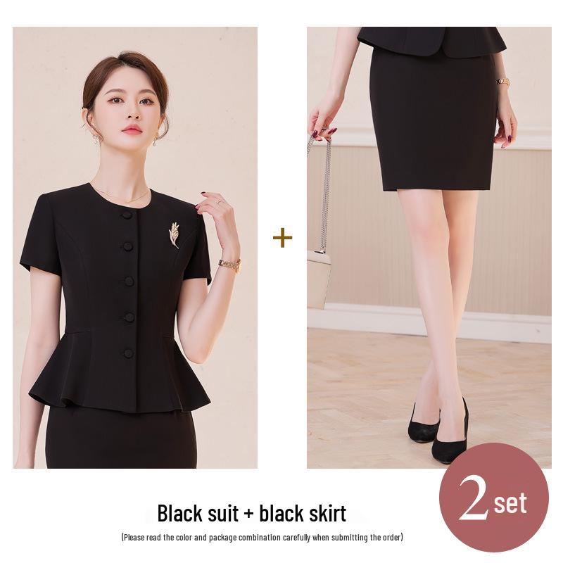 

Женский высококлассный комплект-двойка с коротким рукавом для официальных мероприятий S