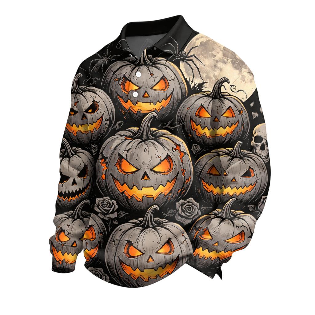 Męska koszula z długim rękawem na Halloween, stylowa, casualowa, imprezowa