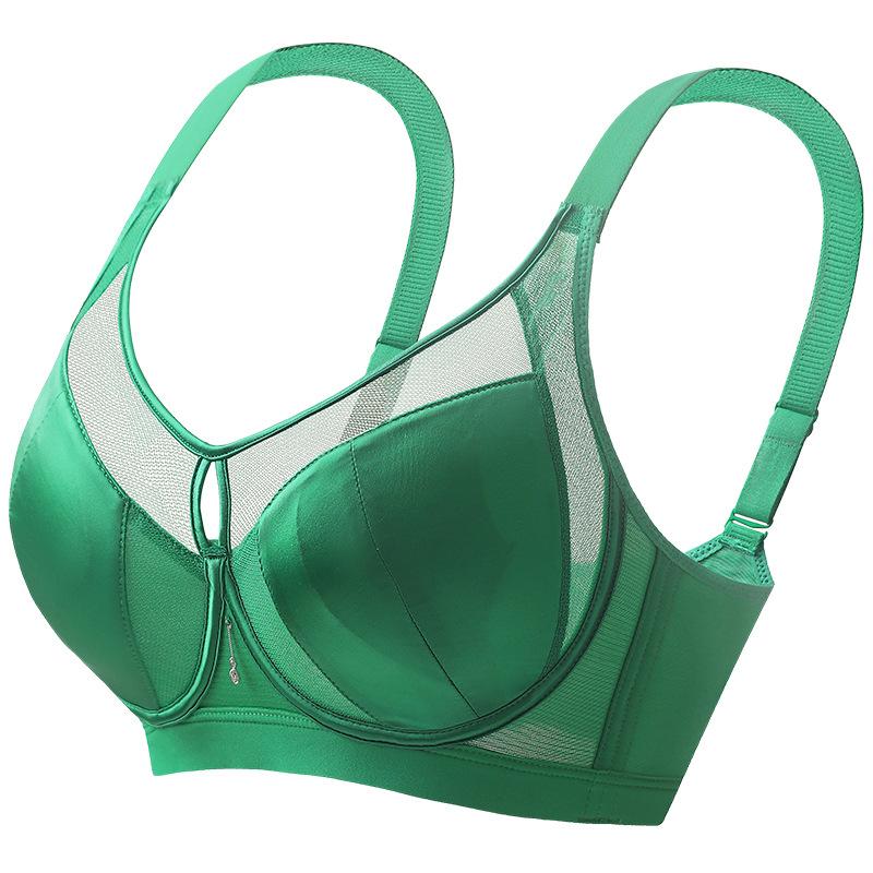 

Satin Bra Women s Mesh Underwear Women s Gathering Bra Adjustable Thin Cup Top Support Bra Push Up Bra 34/75B зелёный