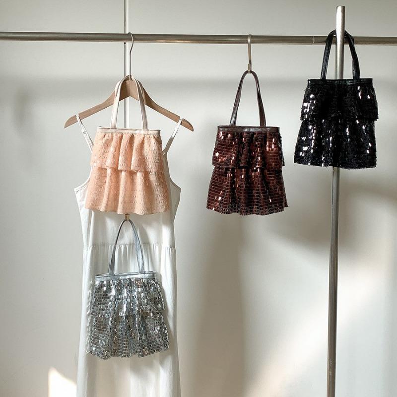 New Commuter Tote Bag Women's Creative Pleated Design Handbag Bag Women's Light Luxury Niche Sequined Bag