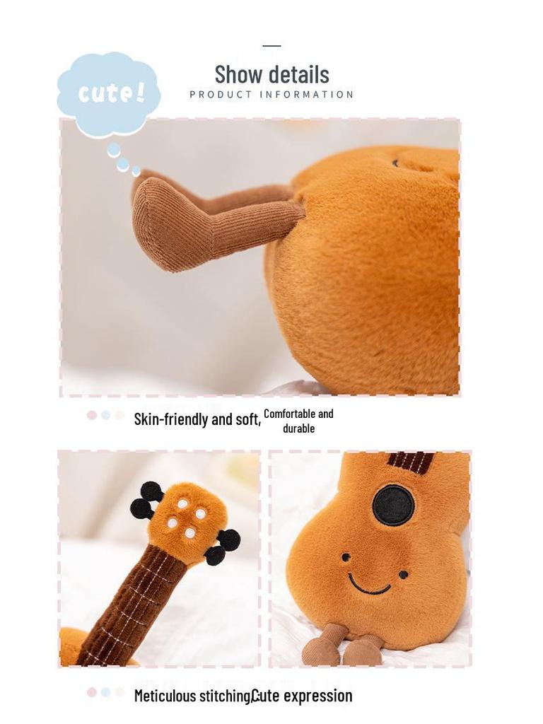 Niedliches Musiknoten-Kissen: Gitarre, Pipa, Violine, Stimmgabel Plüschtier