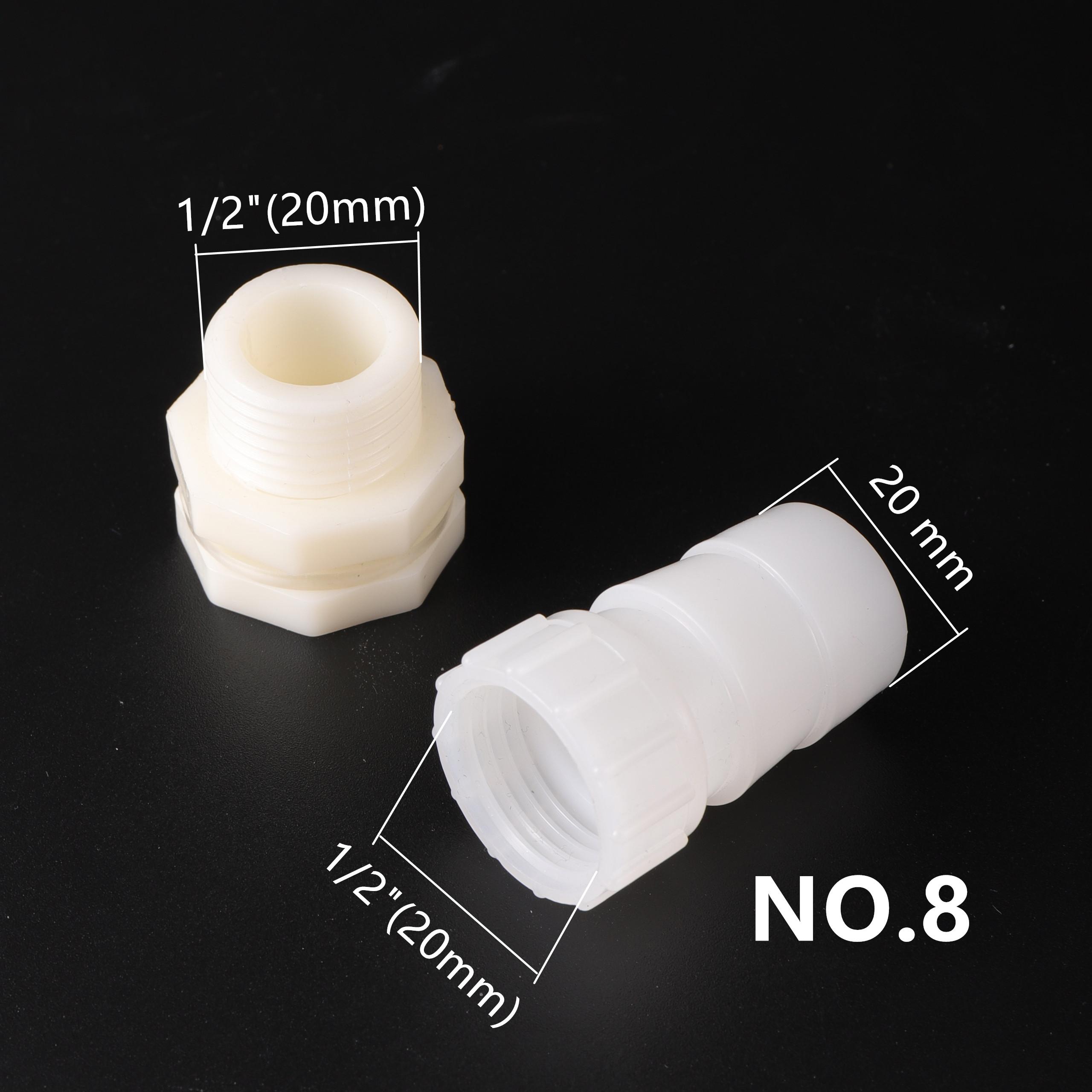 

Соединитель резервуара для воды с наружной и внутренней резьбой 1/2 дюйма, внутренний диаметр 4/6/8/10/12/14/16/20 мм, фитинги для труб, распределительное соединение для подачи воды 20mm