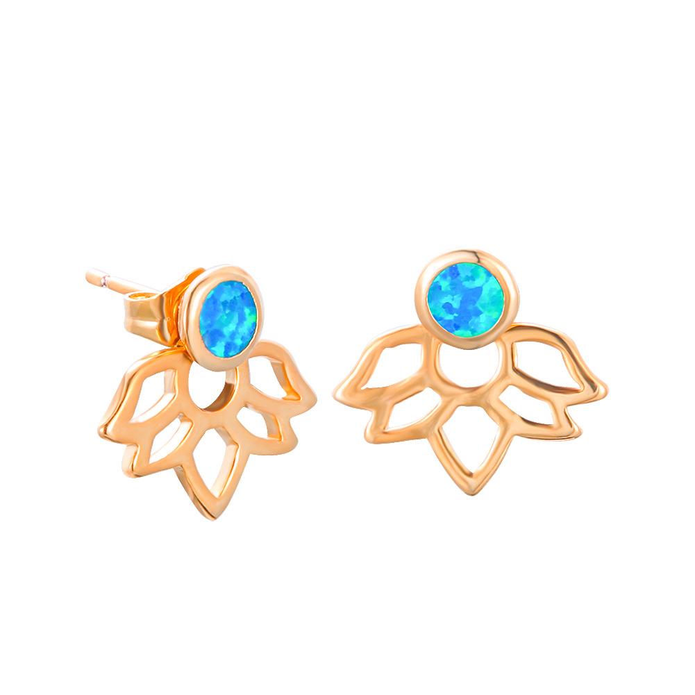 

European and American Gold Rose Gold Banana Leaf Hollow Separation Womens Versatile Earrings