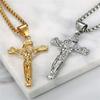 Religious Jesus Christ Cross Pendant Necklace for Women/Men Gold Color Stainless Steel Crucifix Necklaces Men Christian Jewelry