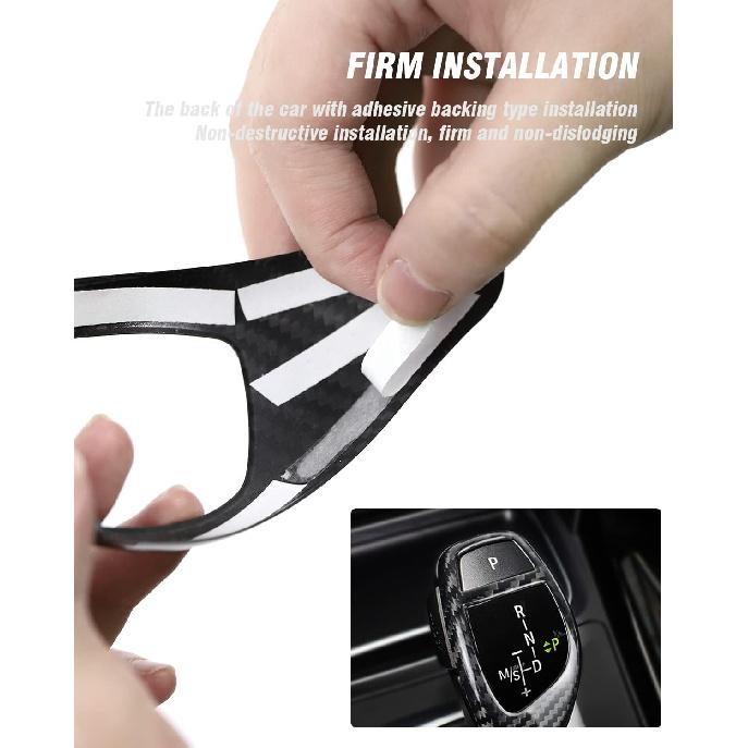Real Carbon Fiber Shift Knob Cover Shell Trim, fit for BMW F30 F20 F22 F34 F32 F10 F07 X3 X4 X5 X6 1 2 3 4 5 X Series, Gear Shift Knob Head Frame