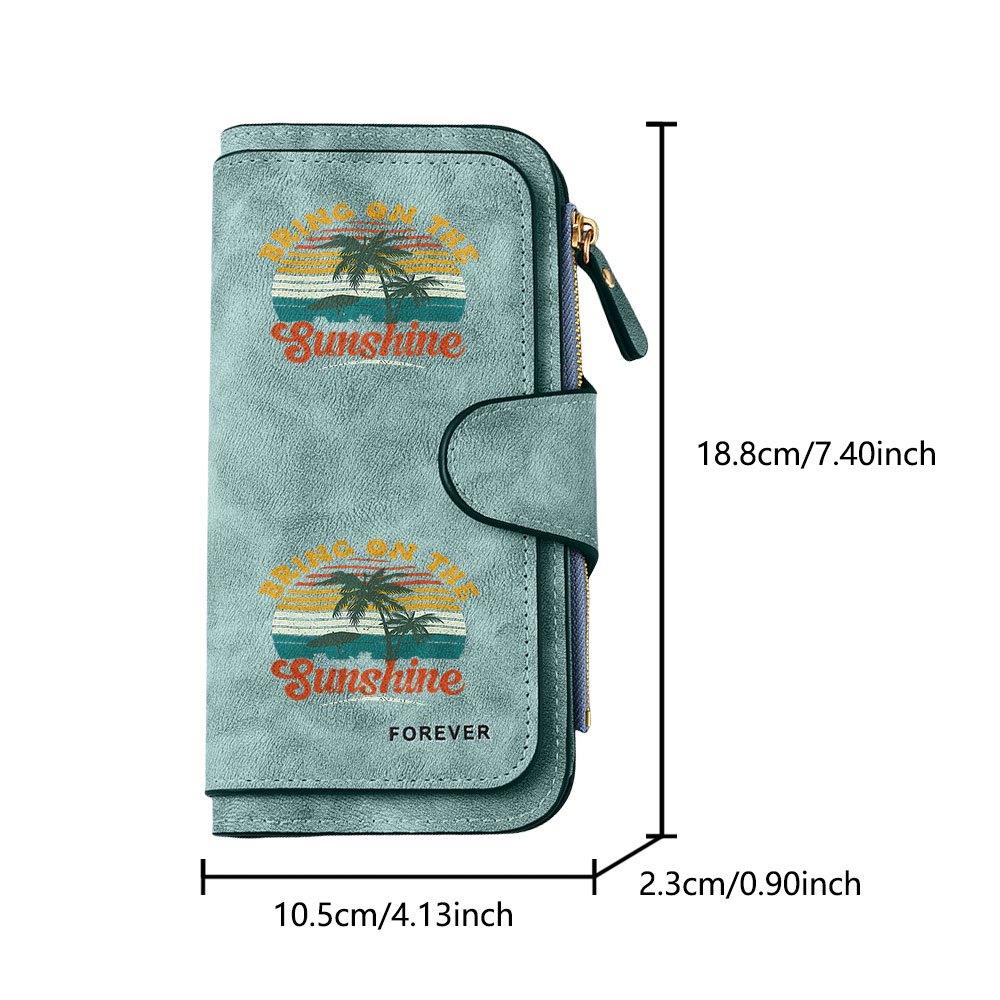 Vintage Palm Tree Long Zipper Wallet, Large Capacity Card Holder, Unisex Clutch Bag, Fashionable Zipper Coin Purse, Suitable for Daily Use, A Great