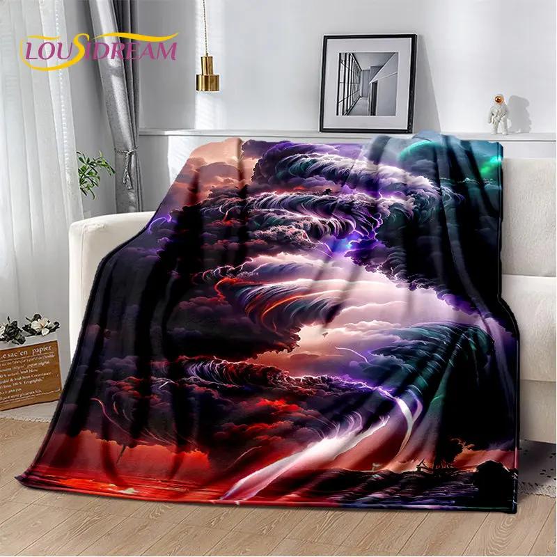 3D Natural ,Tornado, Cloud Soft Plush Blanket,Flannel Blanket Throw Blanket for Living Room Bedroom Bed Sofa Picnic Kids Office