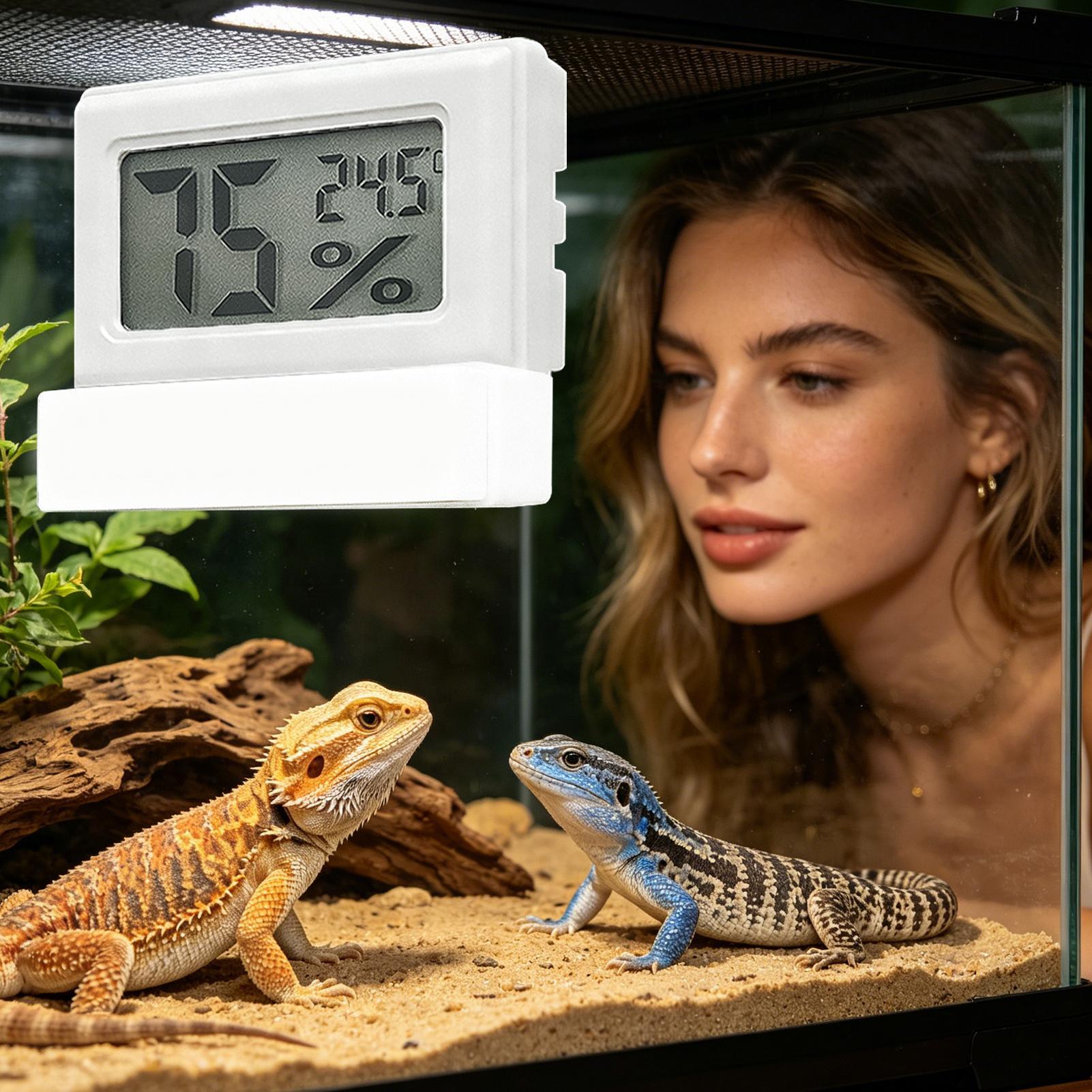 Reptile Humidity Gauge Accurate Battery Operated Tester Reptile Tank Humidity Temp Meter for Bearded Dragon Leopard Hermit Crab CN