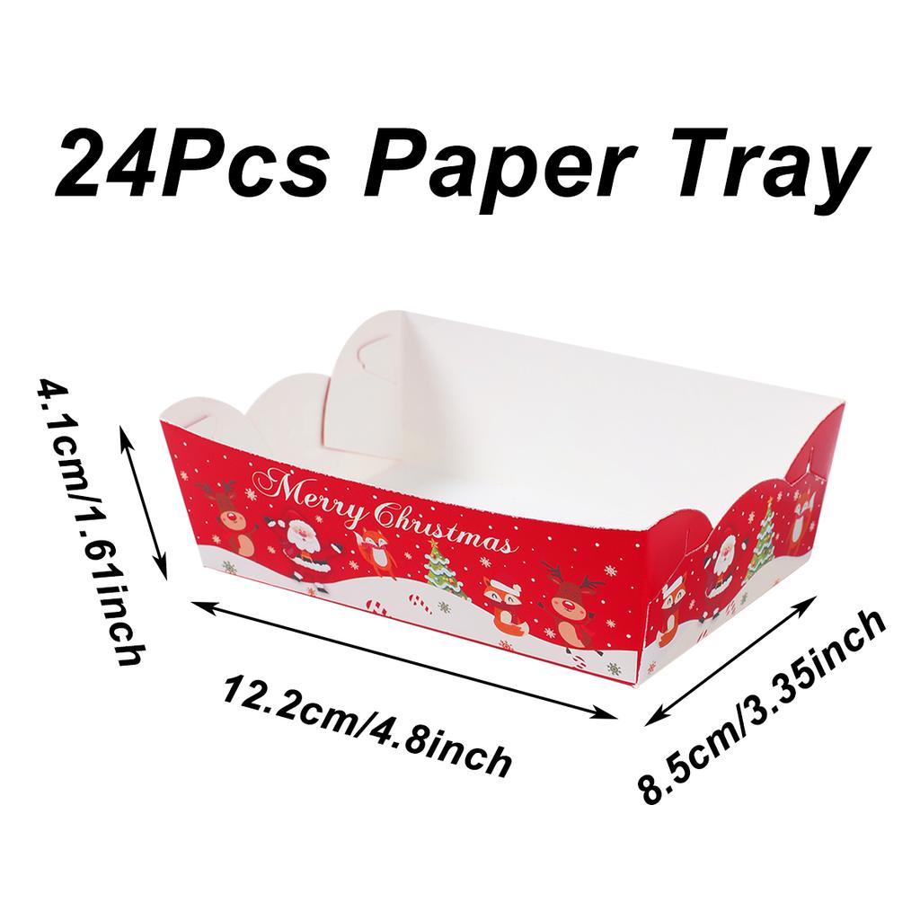 Christmas Paper Food Tray Merry Christmas Decoration for Home 2025 Navidad Natal Snack Candy Pallet Xmas Ornament New Year 2026