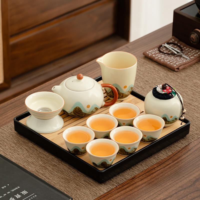 A Full Set of Tea Brewing Aoyama Teapot Set Wholesale Retro Kung Fu Tea Set