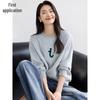 Chushen Women's Color Block Round Neck Pullover Sweatshirt S53W152
