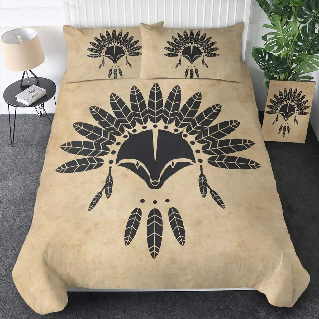 Tribal Ethnic Orange Fox Duvet Cover Set Woodland Animals Comforter Cover Set 2/3Pcs Dream Catcher Bedding Set Soft Qulit Cover