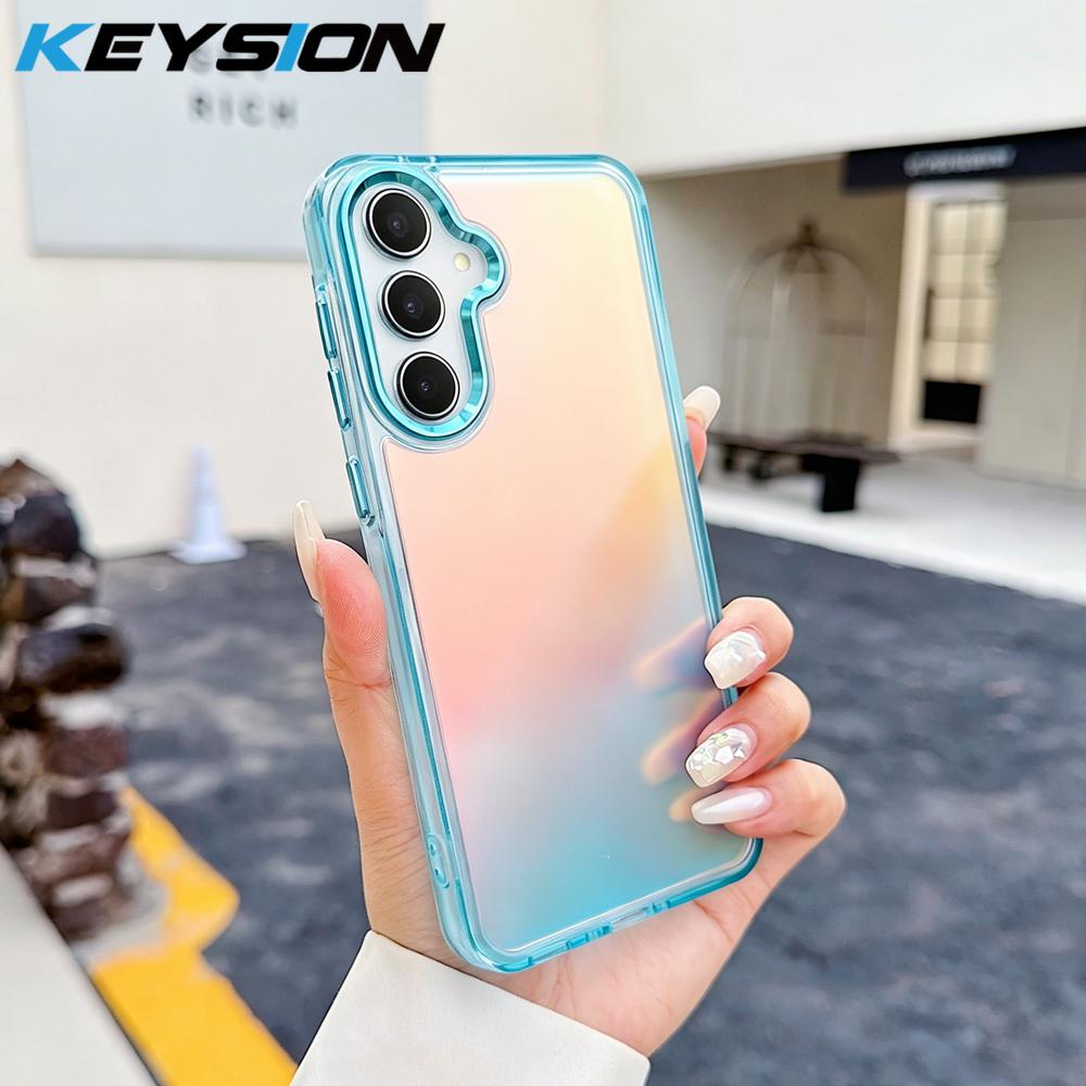 KEYSION Fashion Laser Gradient Colorful Phone Case for Samsung A54 5G A34 A24 A14 TPU+PC Shockproof Back Cover for Galaxy A04S