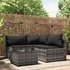 Vidaxl 4-Cz. Garden Lounge Set, Cushions, Grey PE Rattan
