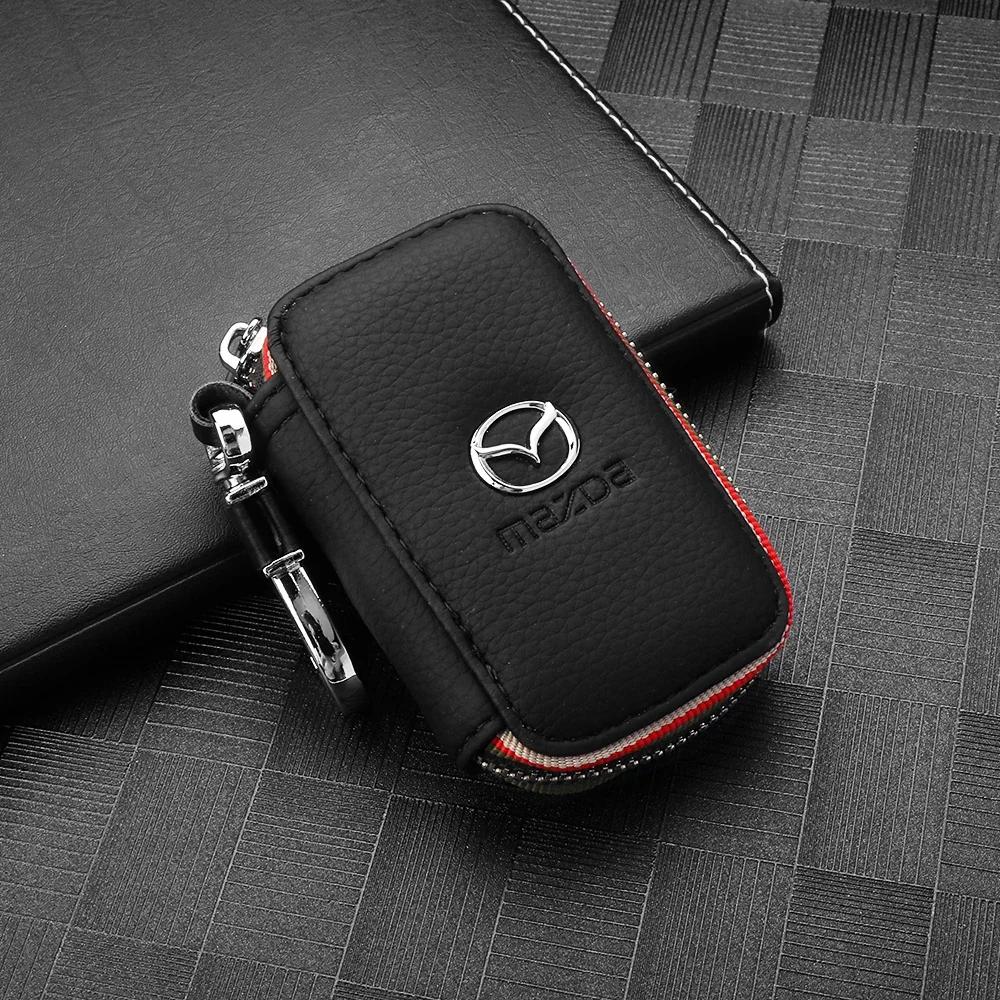 2025 Heißes Auto Styling Abzeichen Schlüsselanhänger Schlüsselring Leder Schlüssel Tasche Auto Zubehör Für Mazda MS Axela CX5 CX3 CX9 Atenza Demio RX7 RX8