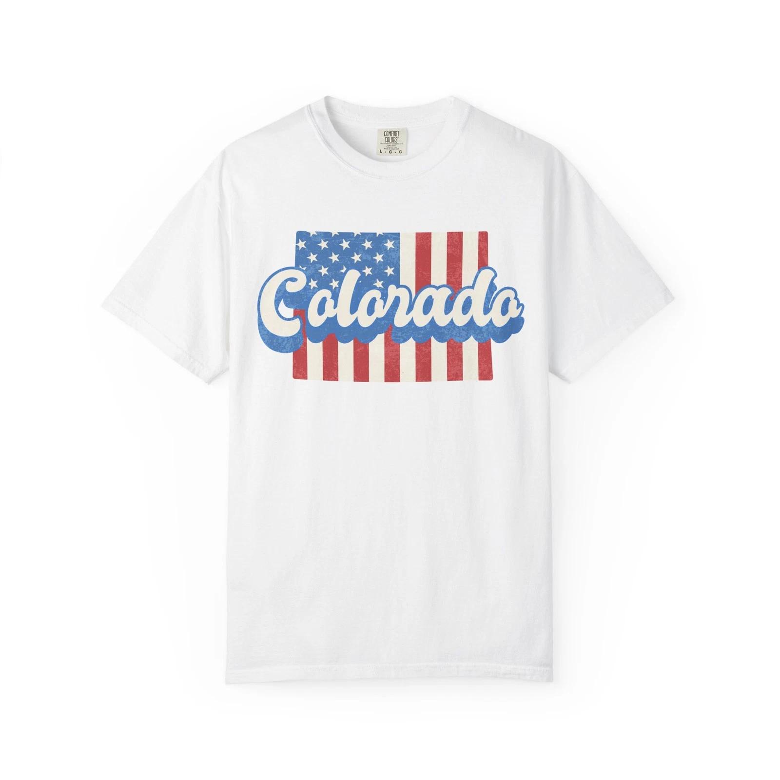 Colorado Flag Graphic Unisex Tee, Garment Dyed Casual Summer T-shirt S–XL XL