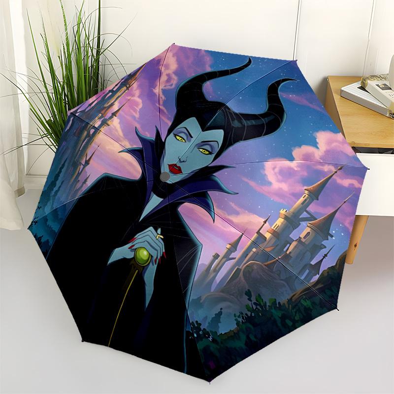 1pc Maleficent Castle Night Automatic Folding Umbrella - Portable Collapsible Design, 8-Rib Iron Frame yy251209083