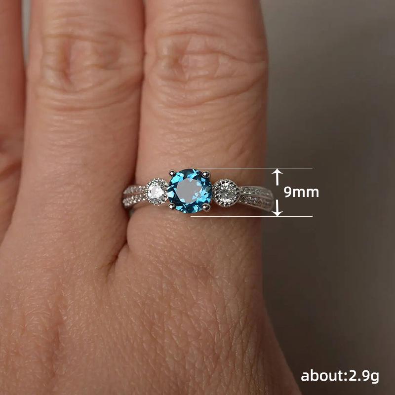 Sapphire Blue Engagement & Wedding Ring - Elegant European & American Style