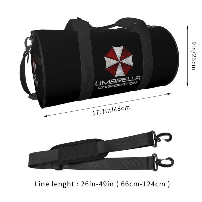 Umbrella Corporation Print Round Travel Duffel Bag Waterproof Durable Sports Gym Fitness Bag with Shoe Compartment Wet Pocket