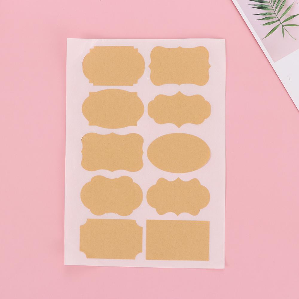Self Adhesive Creative Gift Candy Tags Kraft Paper Packaging Seals Blank Sticky Labels Stickers