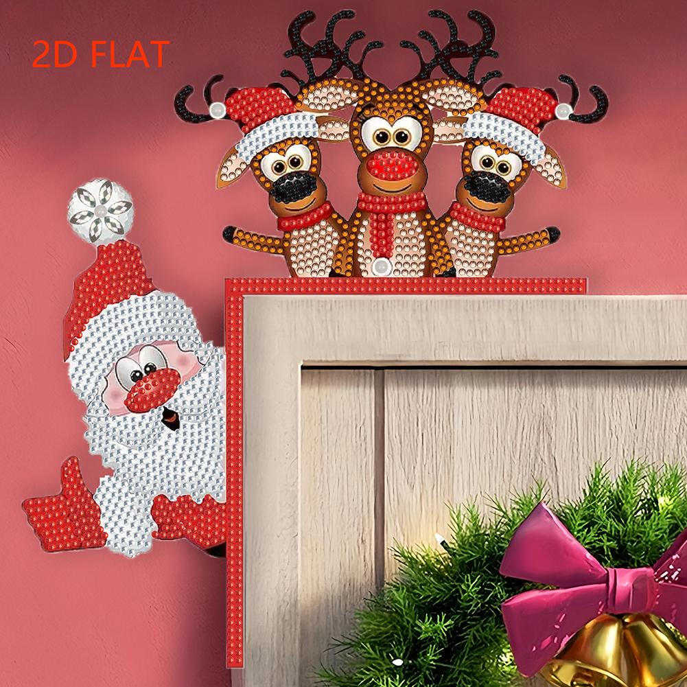 2D Flat Pattern Christmas Theme Christmas Door Frame Decorations Door Corner Decor 5D Diamond Painting Art Kit for Wall Window