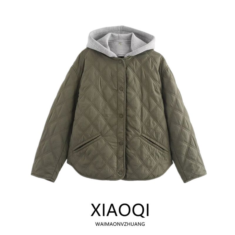 Western Style 2024 Autumn and Winter New Women Clothes Hood Round Neck Long Sleeve Warm Cotton-padded Jacket Jacket 8073246