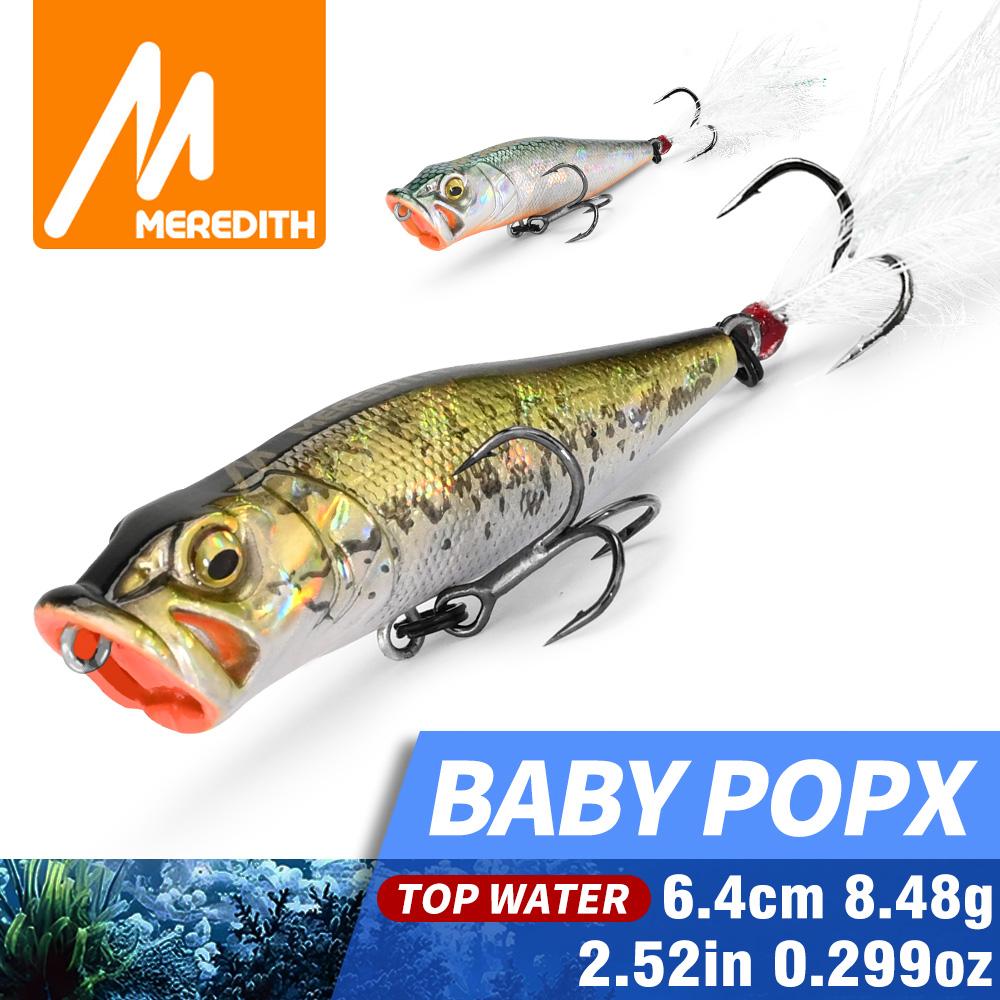 MEREDITH POPX Popper 64mm 8.4g Surface Chugger Feather Tail Pike Bass POPX