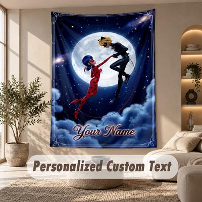 Miraculous Ladybug Tapestry, Personalized Custom Text, Wall Hanging Tapestry For Living Room Home Wall Decor