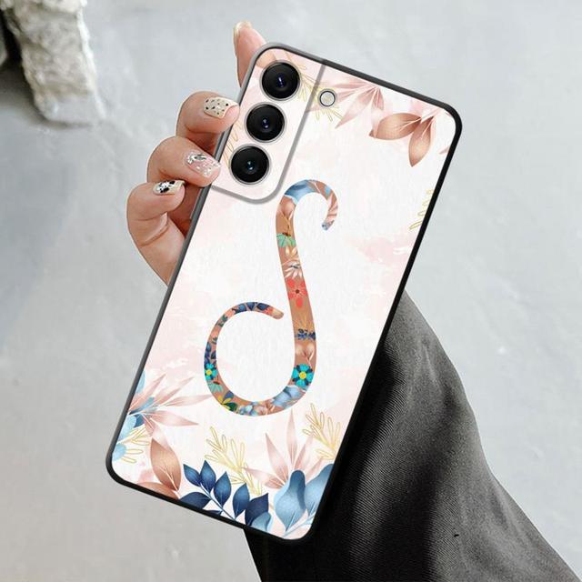 Handyhülle für Samsung Galaxy S23 S22 S21 S20 Fe Ultra S10 S9 S8 Plus Note 20ultra 10plus Hülle Blumenmuster Blatt Buchstabe Kunst