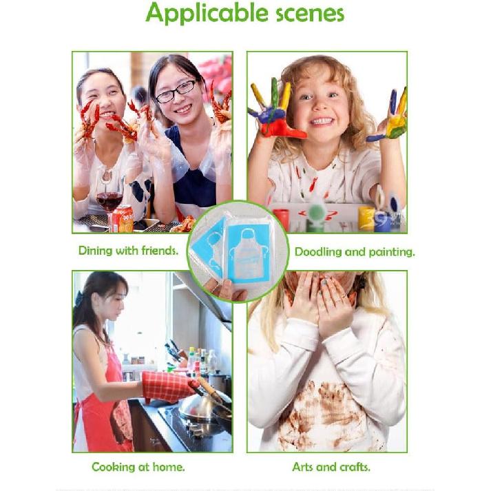 Disposable Aprons (50 Count) Waterproof Plastic Apron For Painting, Cooking, Housework, and Picnics - Individually Packaged