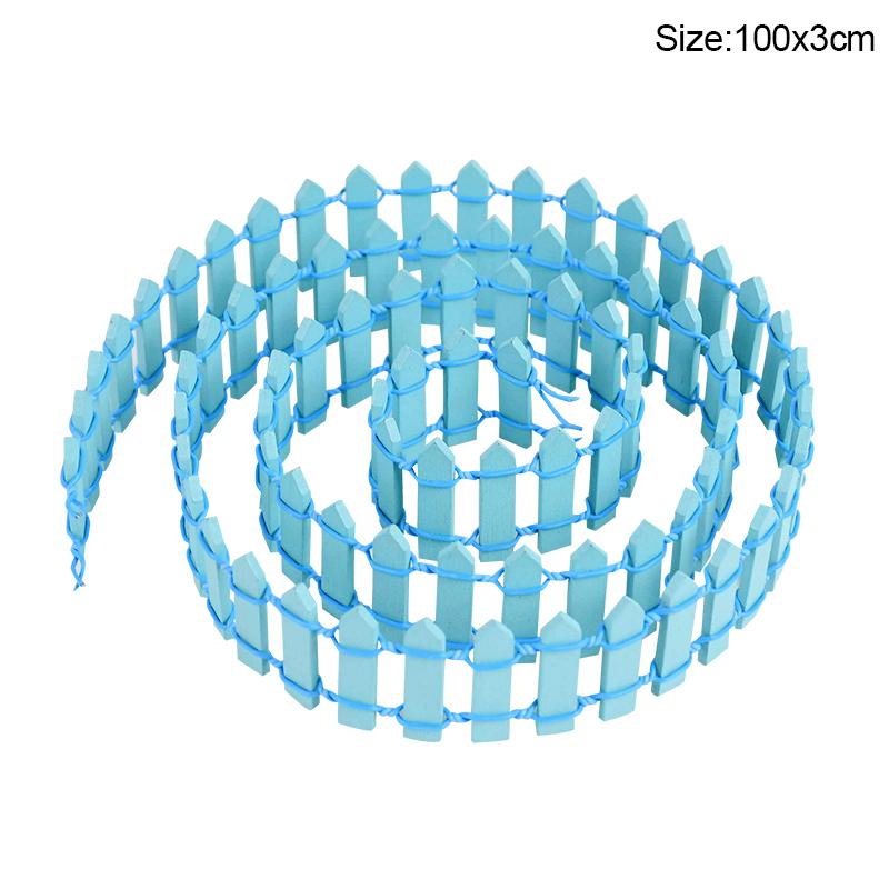 100CM Mini Wooden Fence Fairy Garden Fence Miniature DIY Fairy Garden Accessories Wood Barrier Dollhouse Home Craft Decoration