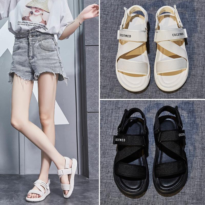 2026 Summer Shoes Women Flat Sandals Non-slip Fashion Brand Ladies Sandals Holiday Black White Shoes