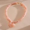 Round Bead Acrylic Love Heart Necklace Acrylic Sweater Chain Women Clavicle Necklace  Beach