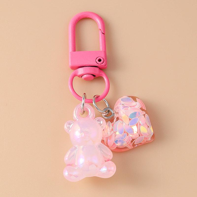 Cute Resin Shining Bear Keychain Jelly Key Ring for Women Girls Handbag Pendant DIY Kid's Jewelry Gift Accessories