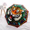 1pc Tiger Mandala Automatic Folding Umbrella, Sturdy And Durable Automatic Folding Umbrella with 8 Ribs, Convenient for Outdoor Use162